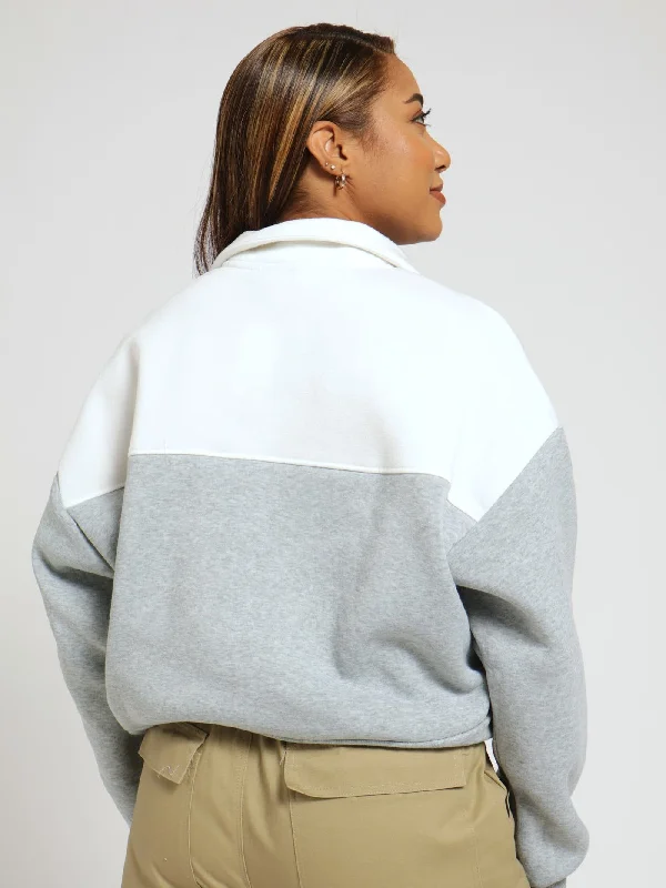 1/4 Zip Destination Fleece Top - Grey Melange