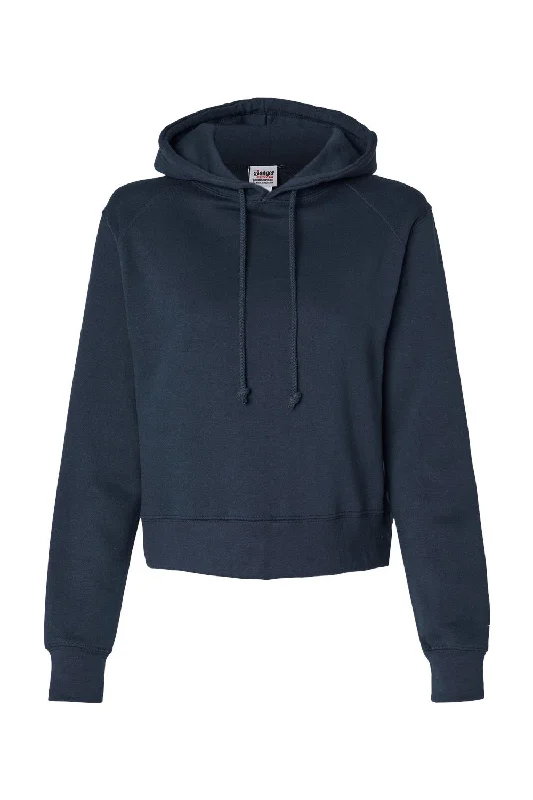 Badger Womens Crop Hooded Sweatshirt Hoodie - Navy Blue - NEW