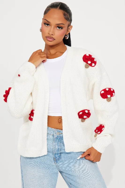 Happy Feel Mushroom Cardigan - Ivory/combo