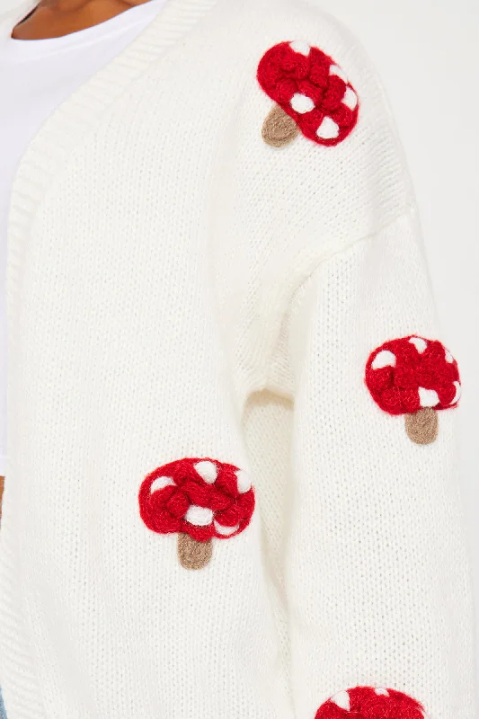 Happy Feel Mushroom Cardigan - Ivory/combo