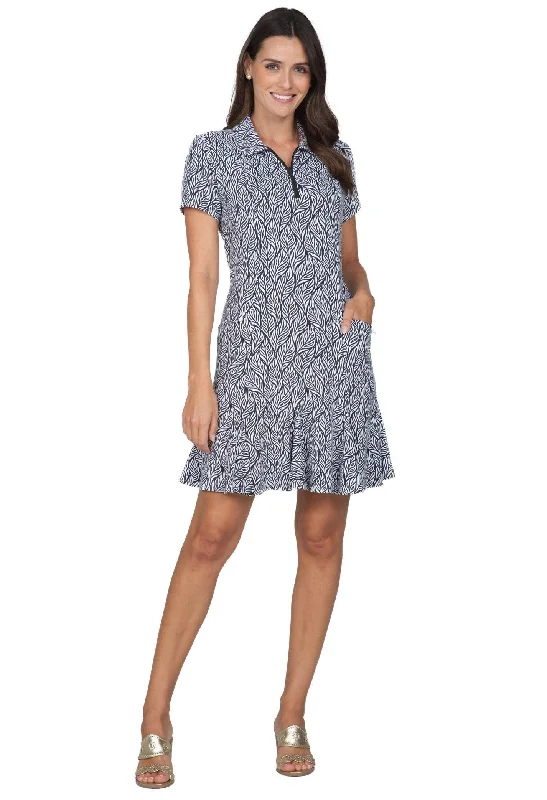 Ibkül - Sally Print Short Sleeve Godet Dress - 69655