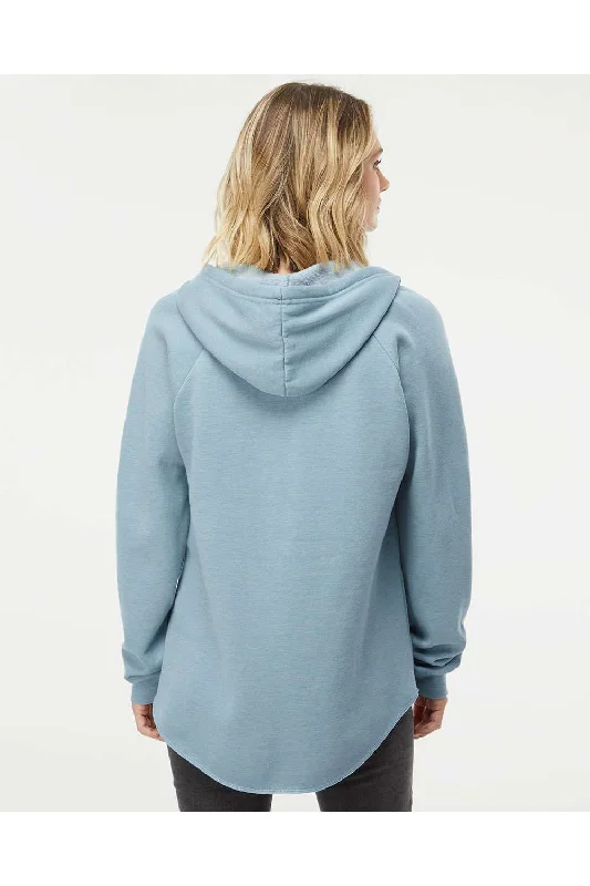 Independent Trading Co. Womens California Wave Wash Hooded Sweatshirt Hoodie - Misty Blue - NEW