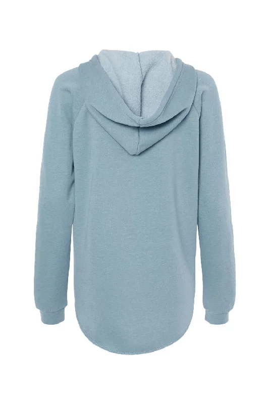 Independent Trading Co. Womens California Wave Wash Hooded Sweatshirt Hoodie - Misty Blue - NEW