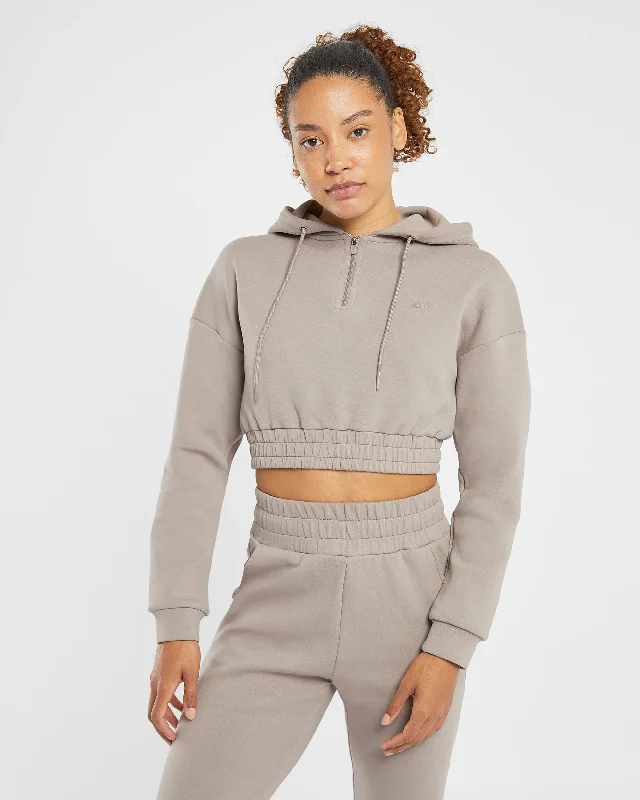 Infinity Crop Zip Hoodie - Mink Brown