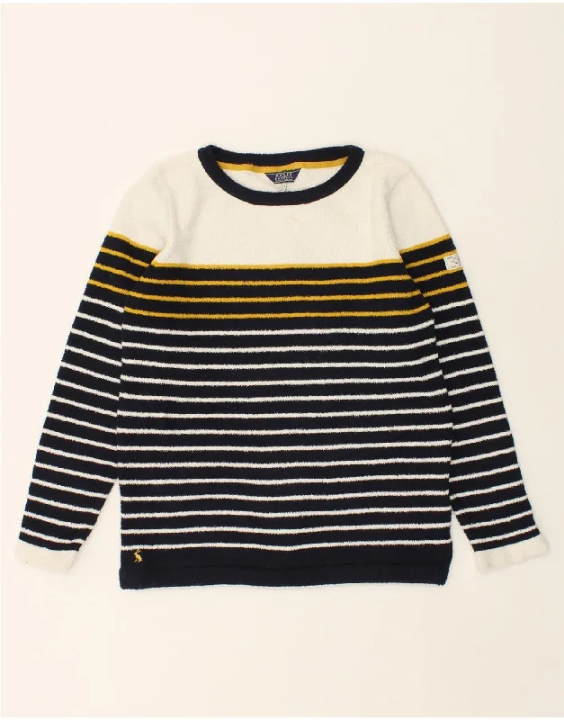 JOULES Womens Boat Neck Jumper Sweater UK 12 Medium  Navy Blue Striped