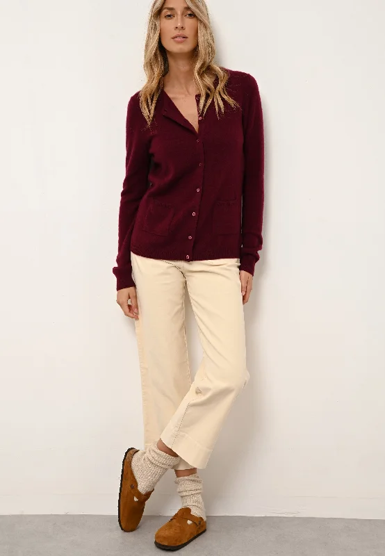 KATHARINE cardigan col rond bordeaux