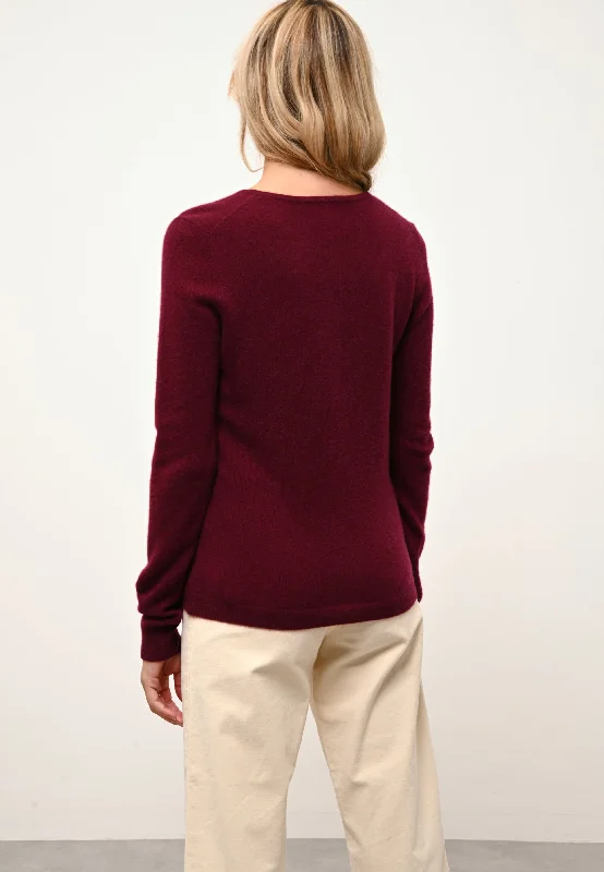 KATHARINE cardigan col rond bordeaux