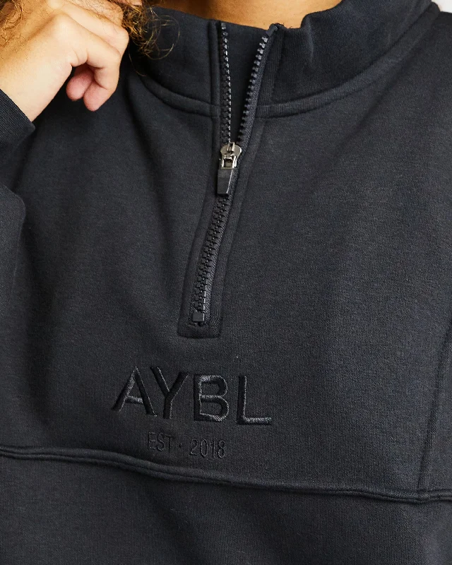 Luxe 1/2 Zip Pullover - Black