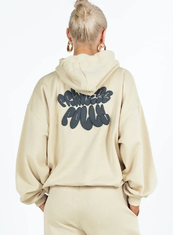 Princess Polly Hooded Sweatshirt Bubble Text Stone / Slate