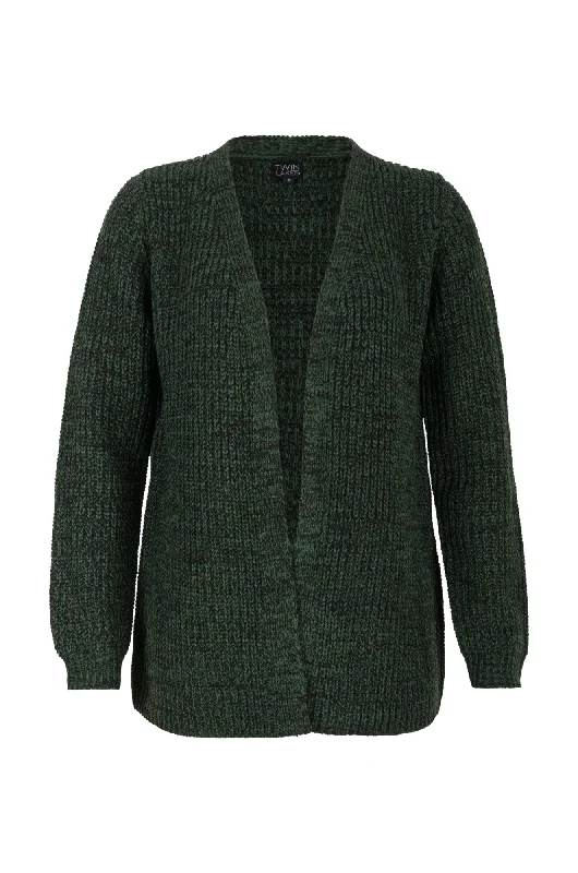 Two Tone edge to edge Knit Cardigan | MOSS/BLACK | 6265ZR