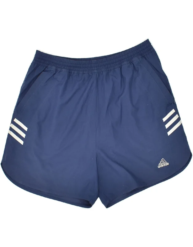 ADIDAS Womens Sport Shorts UK 12 Medium Blue Polyester