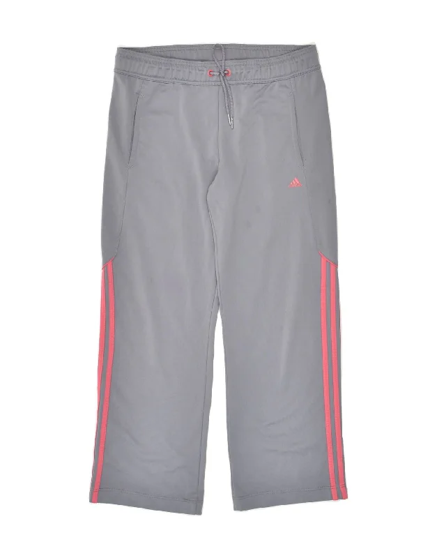 ADIDAS Womens Tracksuit Trousers UK 12 Medium Grey Polyester