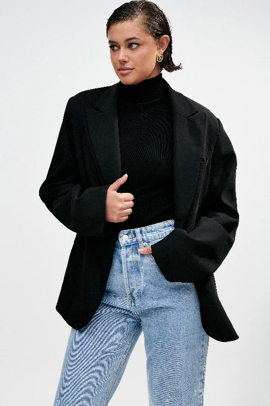 Bexley Oversized Blazer With Shoulder Pads - Black