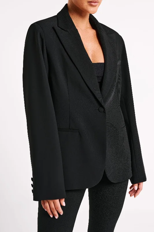 Bexley Oversized Blazer With Shoulder Pads - Black