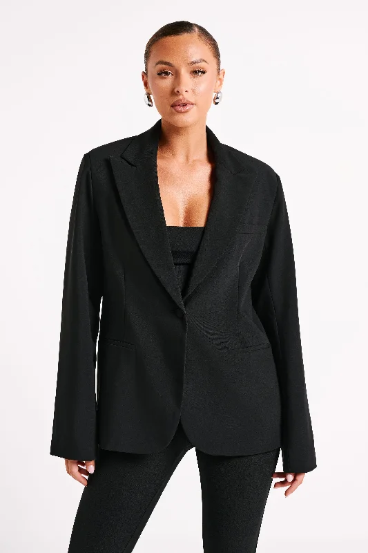 Bexley Oversized Blazer With Shoulder Pads - Black