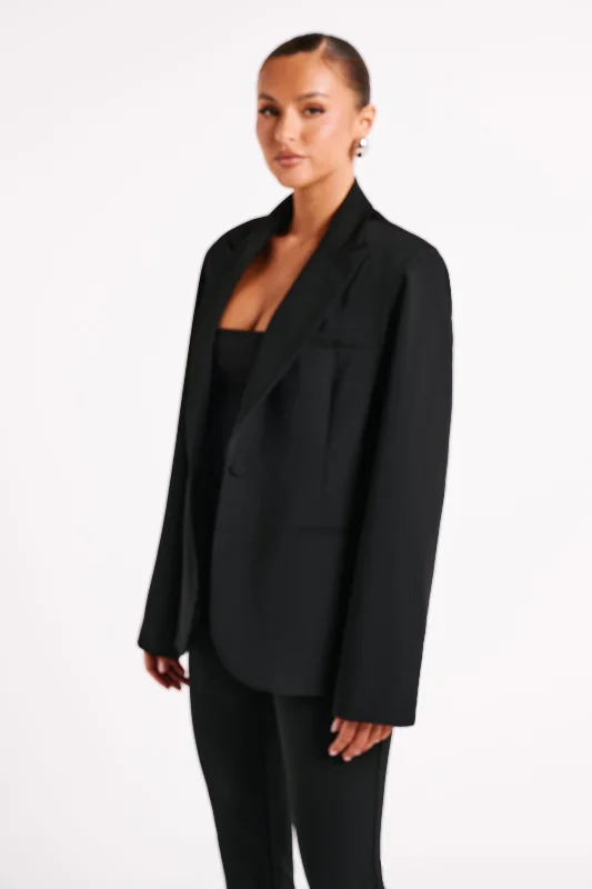 Bexley Oversized Blazer With Shoulder Pads - Black