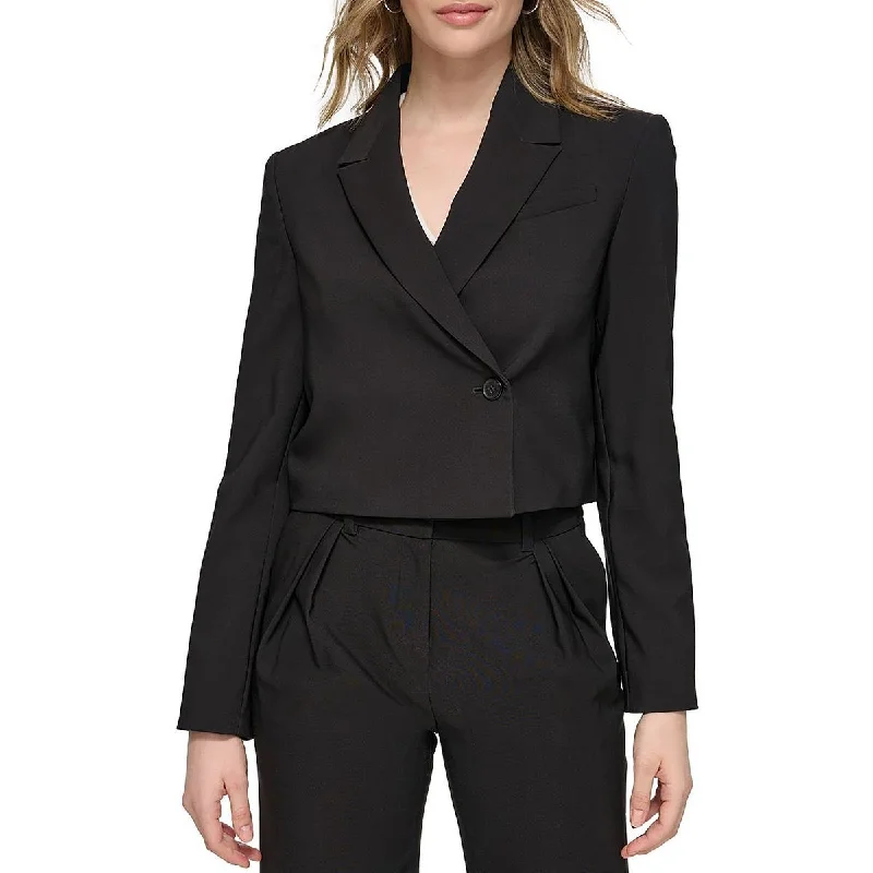 Calvin Klein Womens Crop Business One-Button Blazer