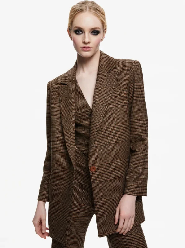 Colley Notch Collar Blazer - Camel Black