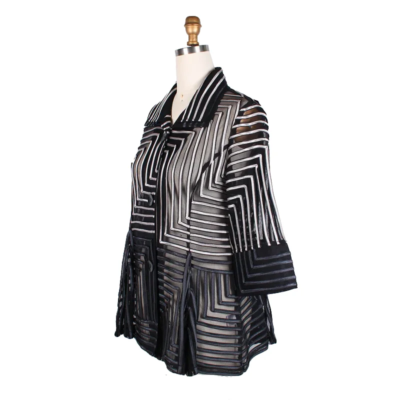 Damee Sheer Geometric Soutache Jacket in Grey - 2370-GRY