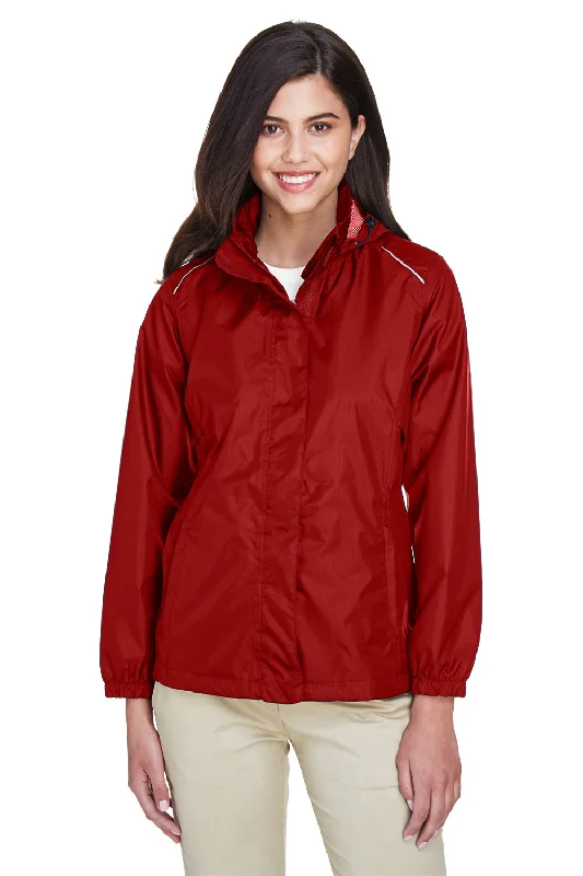 Core 365 Womens Climate Waterproof Full Zip Hooded Jacket - Classic Red