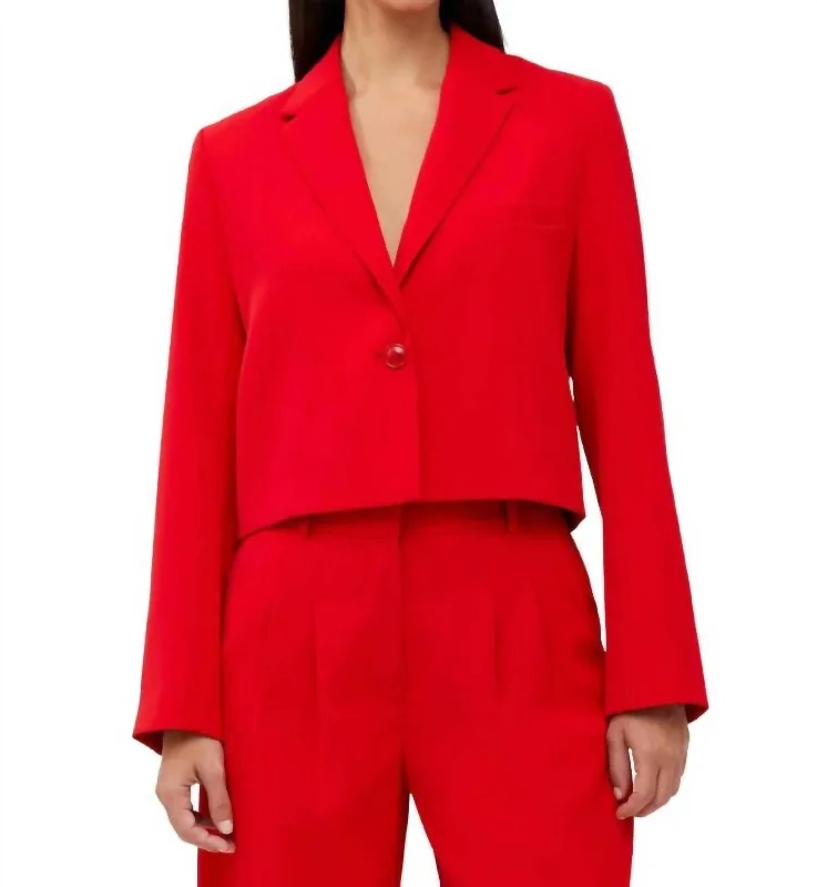 Cropped Blazer In Scarlet