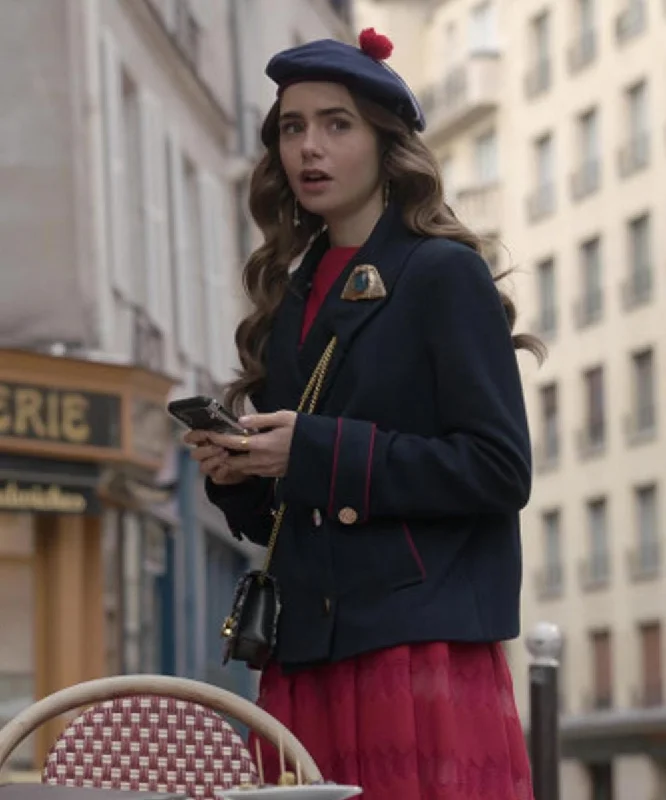 Emily In Paris Lily Collins Blue Coat