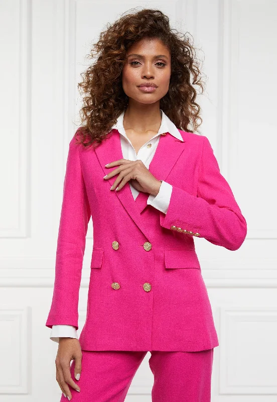 Double Breasted Blazer - Hot Pink