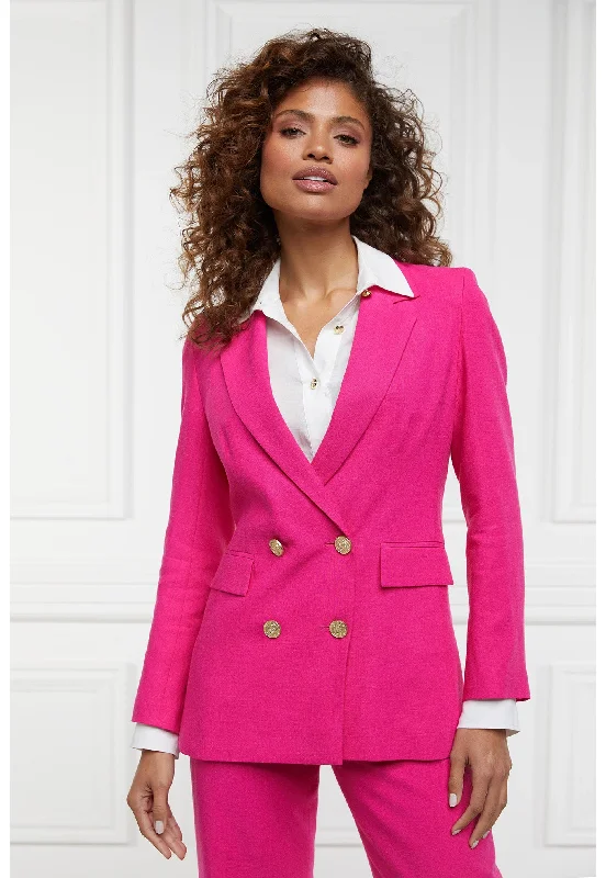 Double Breasted Blazer - Hot Pink