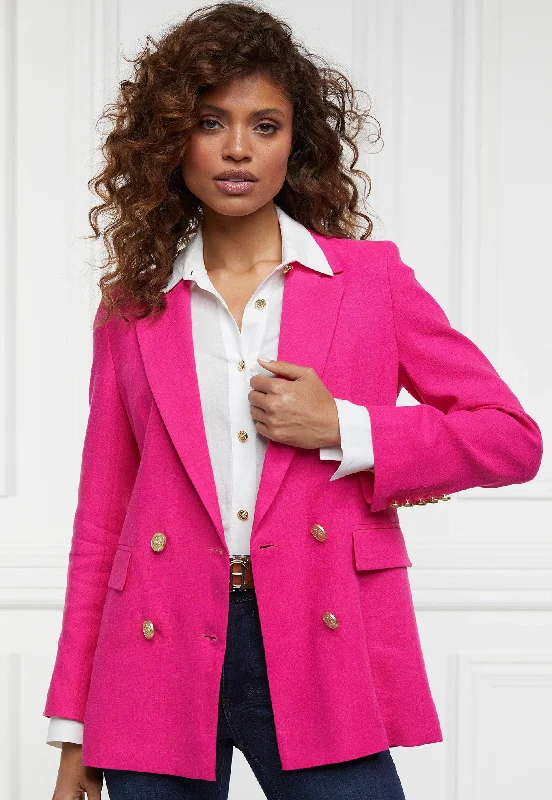 Double Breasted Blazer - Hot Pink