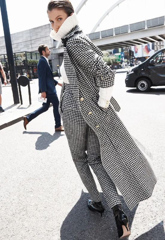 Marlborough Trench Coat Full Length - Houndstooth