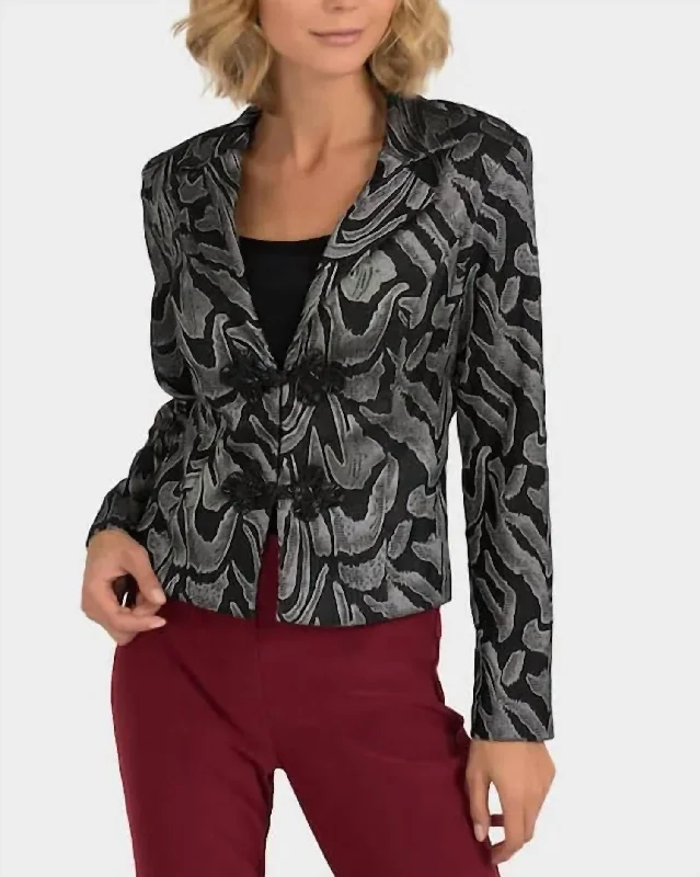 Jacquard Jacket In Metallic Black/grey