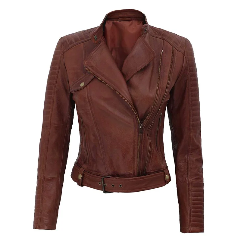 Kyle Brown Women's Leather Biker Jacket