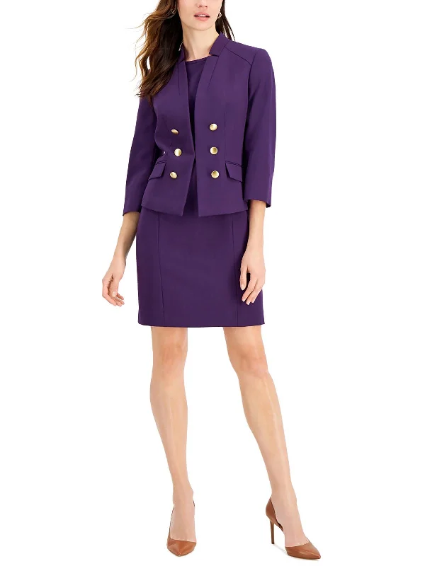 Petites Womens Suit Separate Office Open-Front Blazer