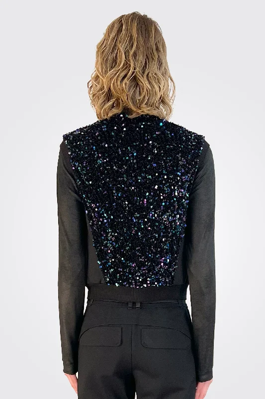 Sequin Vest - Black Purple