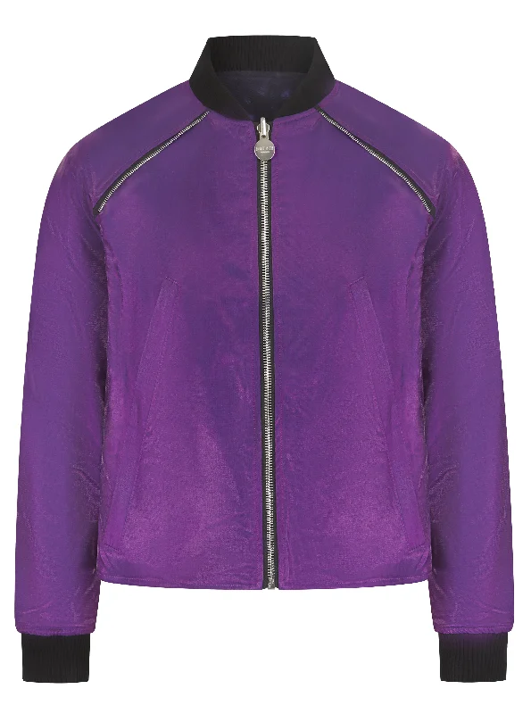 Soot and Ty Reversible Purple/Tie Dye Crop Bomber Jacket