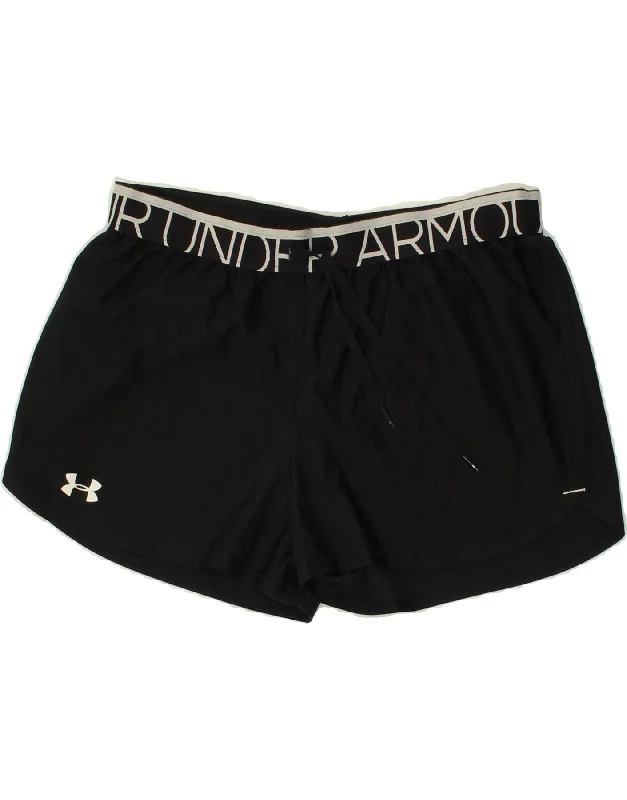 UNDER ARMOUR Womens Graphic Sport Shorts UK 12 Medium Black Polyester