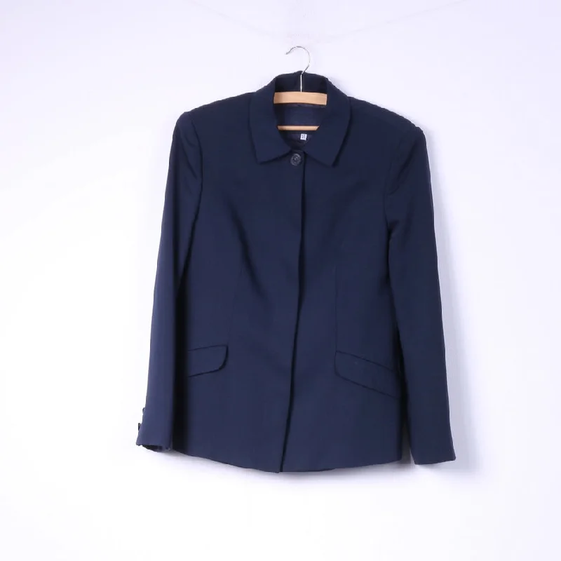 Versus Gianni Versace Women 28 42 S Blazer Navy Vintage Wool Nylon Single Breasted Top