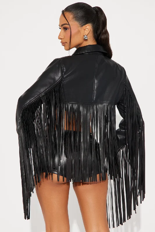 Wild West Fringe Jacket - Black