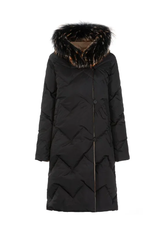 Women Reversible Fur Hood Jacket For Winter