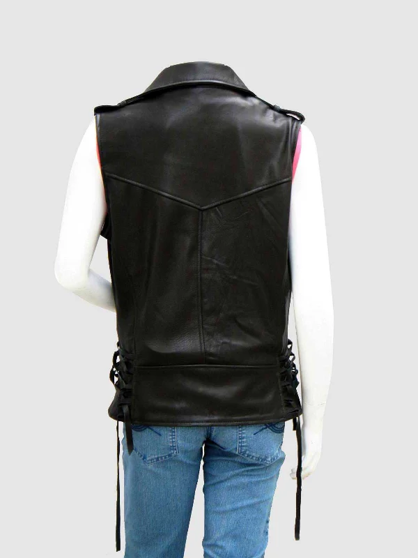 Black Leather Motorcycle Vest