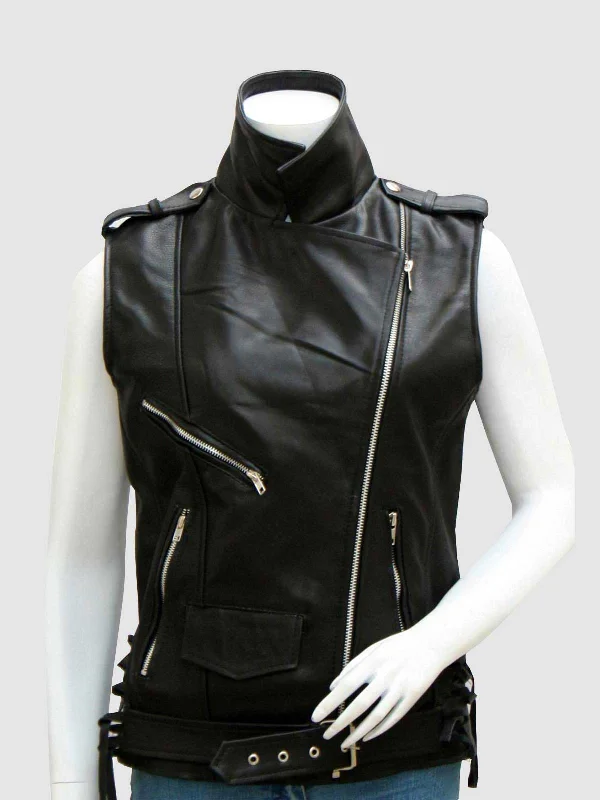 Black Leather Motorcycle Vest