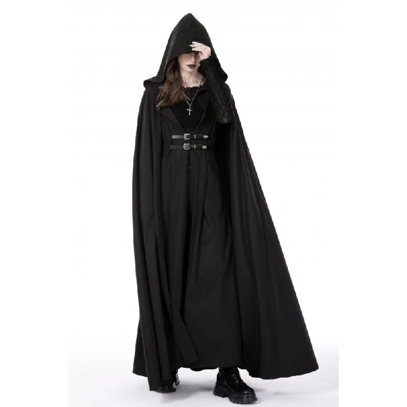 Women's Punk Straps Long Coat with Hood