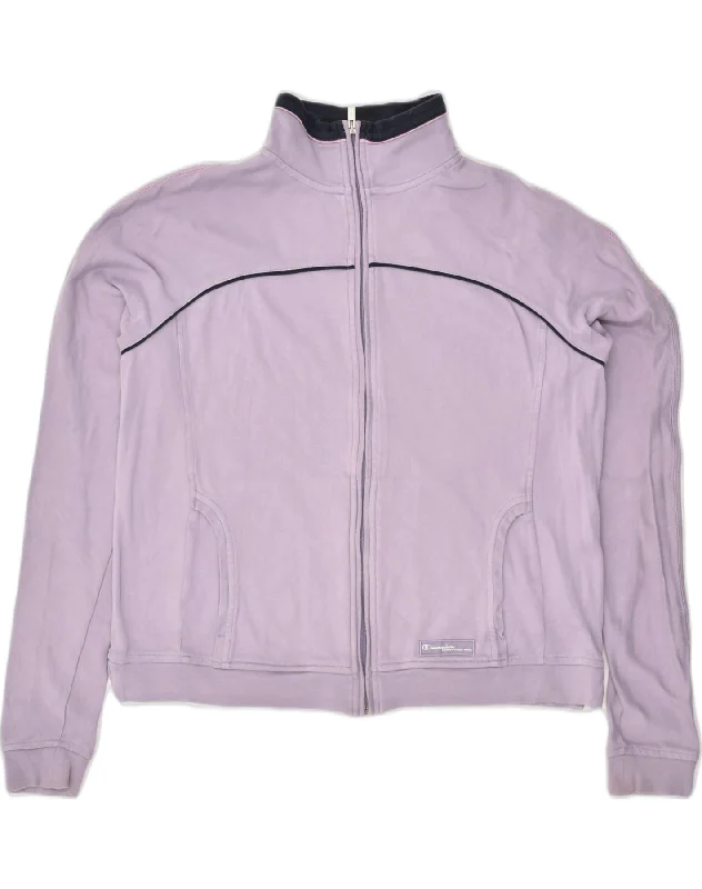 CHAMPION Womens Tracksuit Top Jacket UK 16 Large Purple Cotton