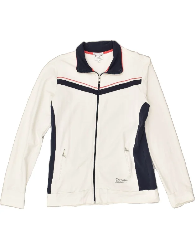 CHAMPION Womens Tracksuit Top Jacket UK 18 XL White Colourblock Cotton