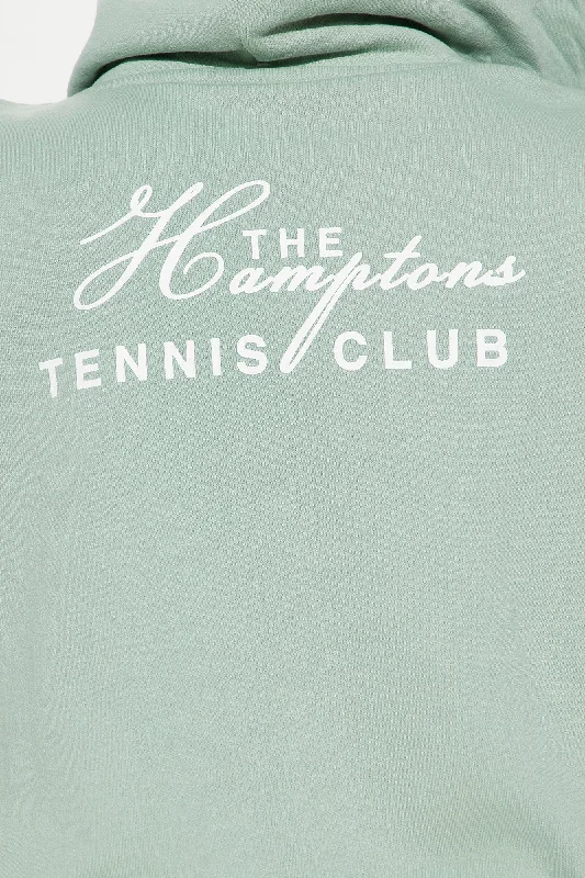 Hamptons Tennis Club Zip Front Hoodie - Sage