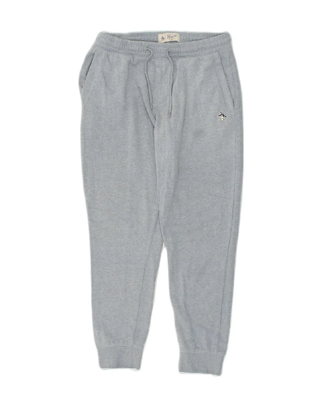 PENGUIN Womens Tracksuit Trousers Joggers Medium Grey Cotton