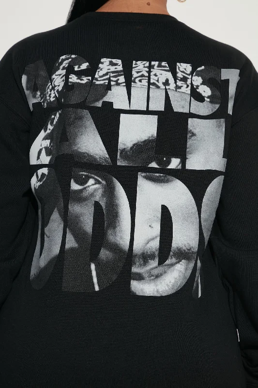 Tupac Washed Crew Neck Sweatshirt - Black Wash