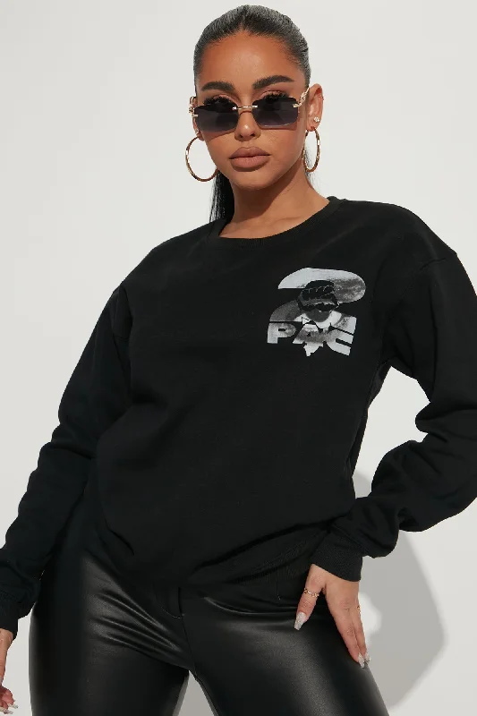 Tupac Washed Crew Neck Sweatshirt - Black Wash