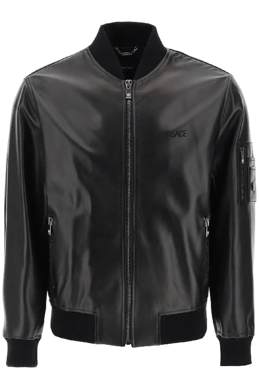 Versace leather bomber jacket 1013867 1A09813 BLACK