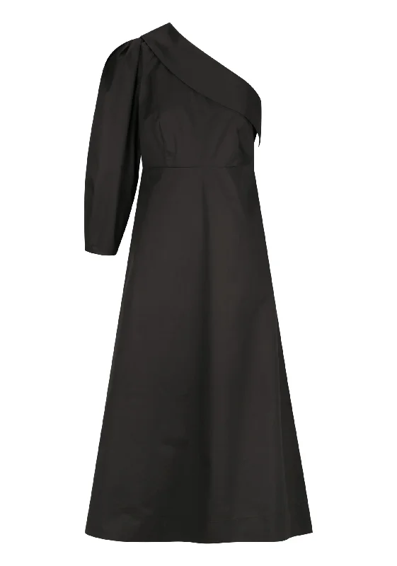 Delvine Asymmetric Dress_Black